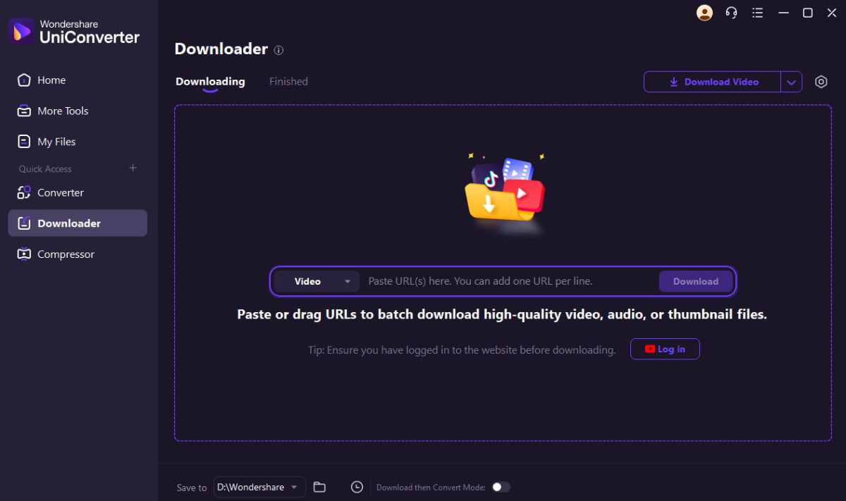 Wondershare UniConverter downloader downloading 4K HD videos from online sites