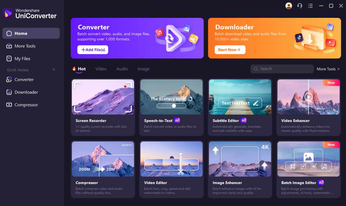 Wondershare UniConverter full version interface showing video conversion tools