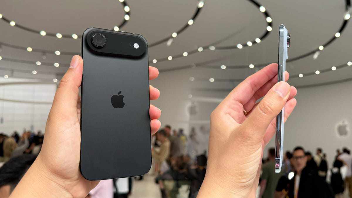 Back view of iPhone Air 2025 highlighting the titanium frame and 48MP Fusion camera system.