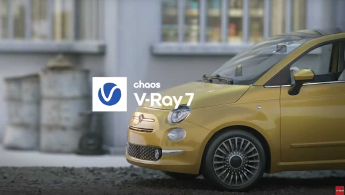 Rendering of a photorealistic scene using V-Ray 7 with advanced lighting and materials