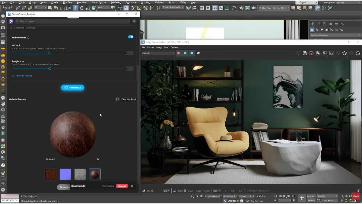 V-Ray 7 for 3ds Max AI Material Generator turning photo into PBR material 2026