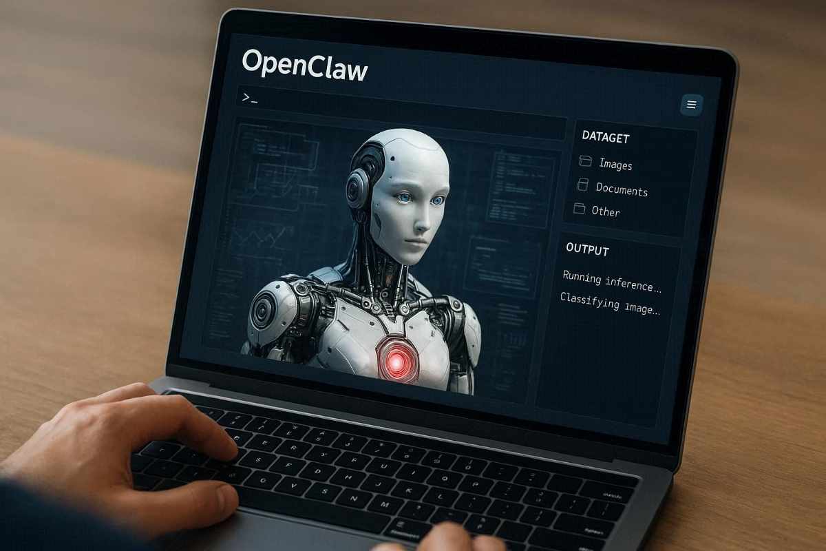 Conceptual image of a laptop with a shield‑style icon and a local‑AI‑agent UI, showing data staying on‑device instead of flowing to the cloud.