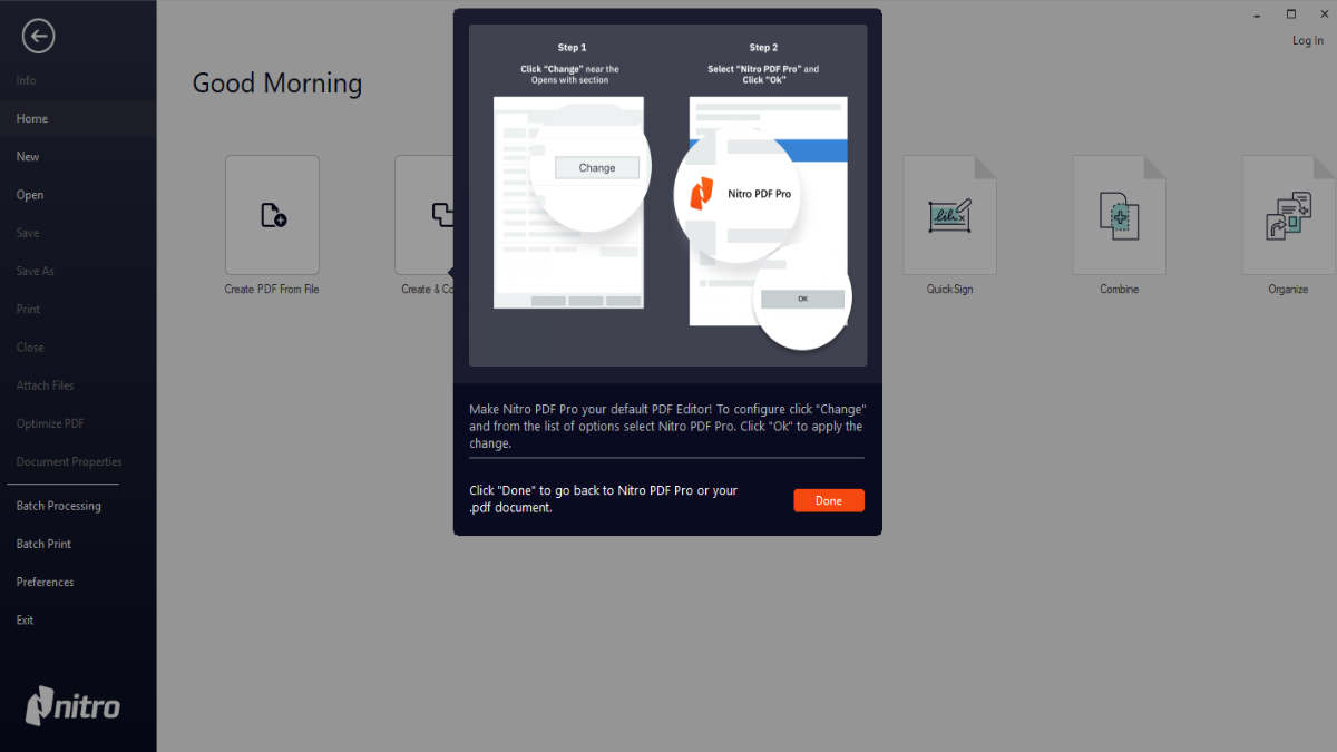 Nitro Pro enterprise interface showing PDF editing tools and features layout