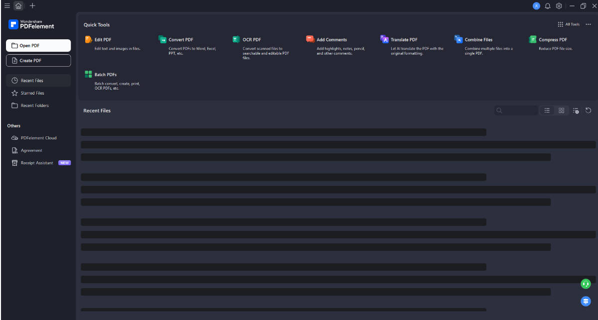 Interface mockup of PDFelement highlighting intelligent PDF editing features and collaboration tools.
